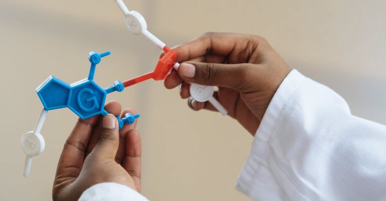 Personalized Experiences - Crop chemist holding in hands molecule model